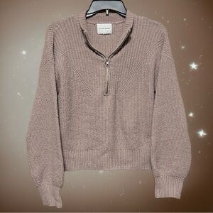 Pink Rose Women's Blush Pink Taupe Quarter Zip-Up Sweater Size Medium